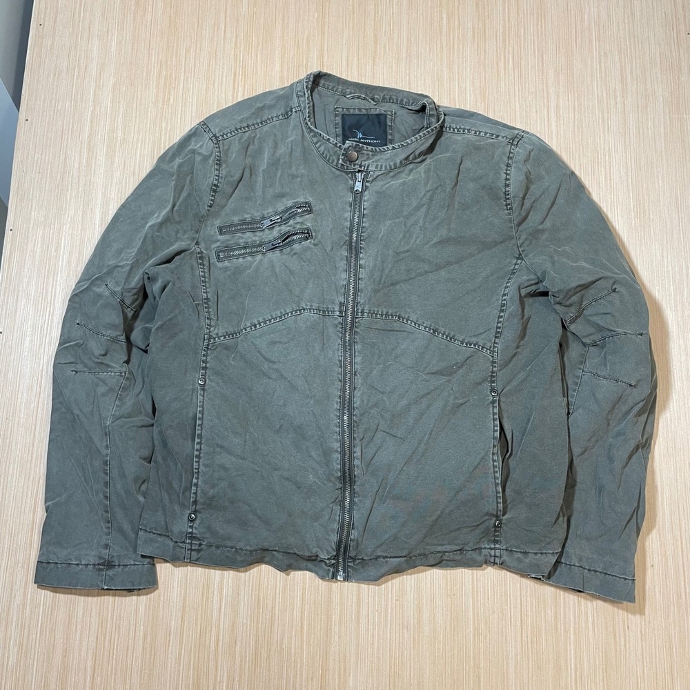 Marc Anthony Jacket Mens XL Olive Green Cafe Racer Moto Full Zip Lightweight